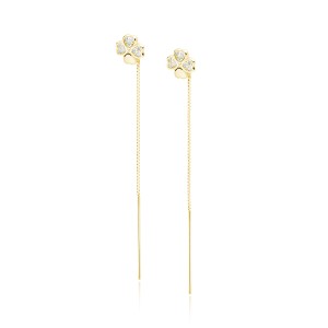 Cercei argint lungi cu lant  placati cu aur galben si trifoi cu patru foi cu pietre DiAmanti Z1725EPG_W-DIA (Argint 925‰ 1,6 g.)